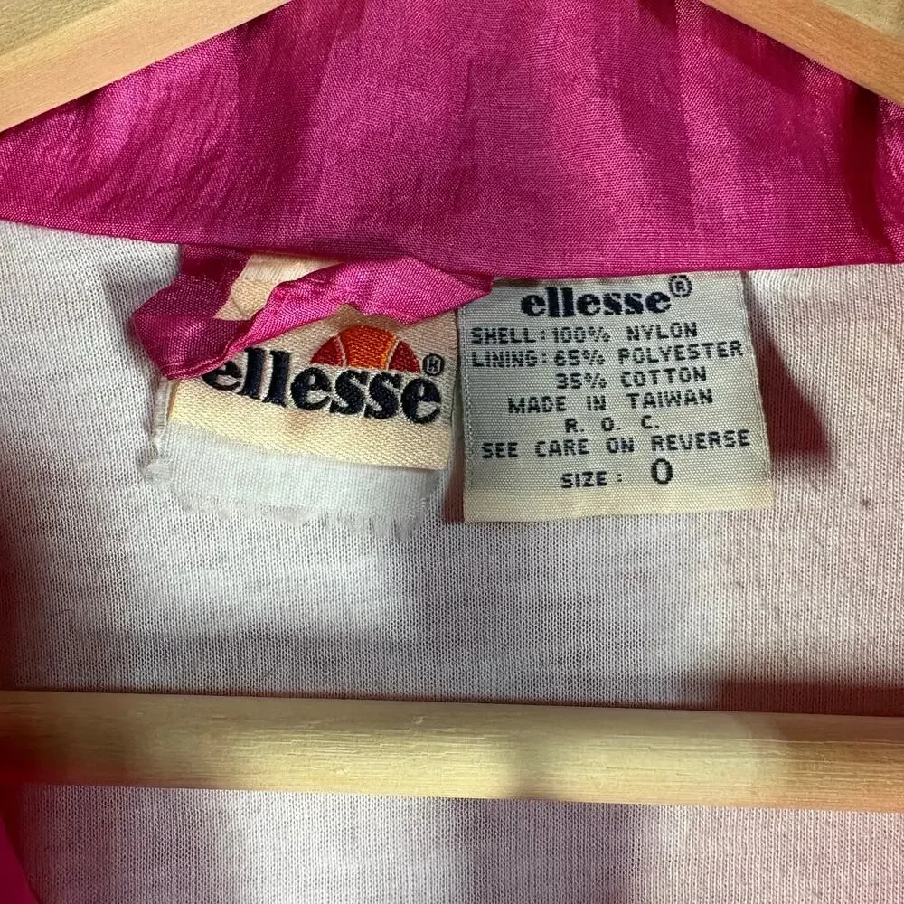 Vintage Ellesse Windbreaker Jacket Pink Cropped Women’s Small 90s Made In Taiwan